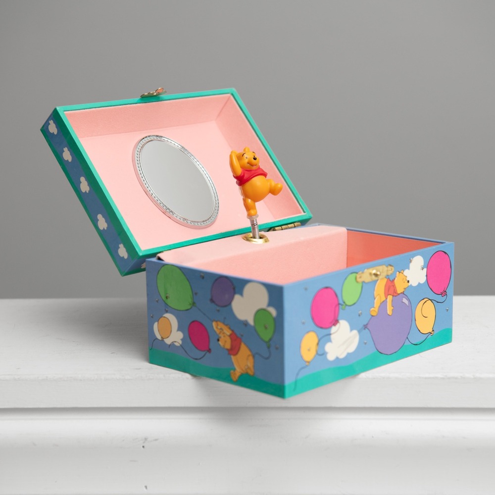 Vintage Winnie the Pooh Disney Music Box Jewelry Spinning Figurine Pastel Decor